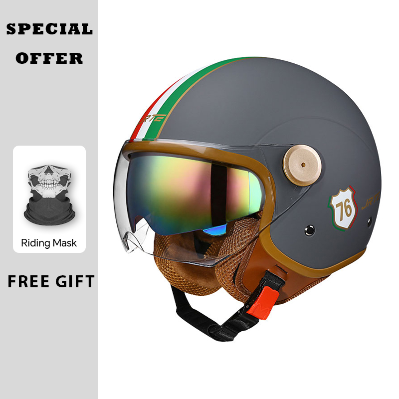 Vintage Open Face Retro Helmet - Caschi da moto retrò a faccia