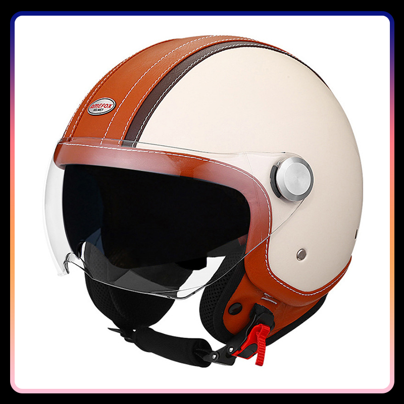 Vintage Open Face Retro Helmet - Casco da moto a faccia aperta