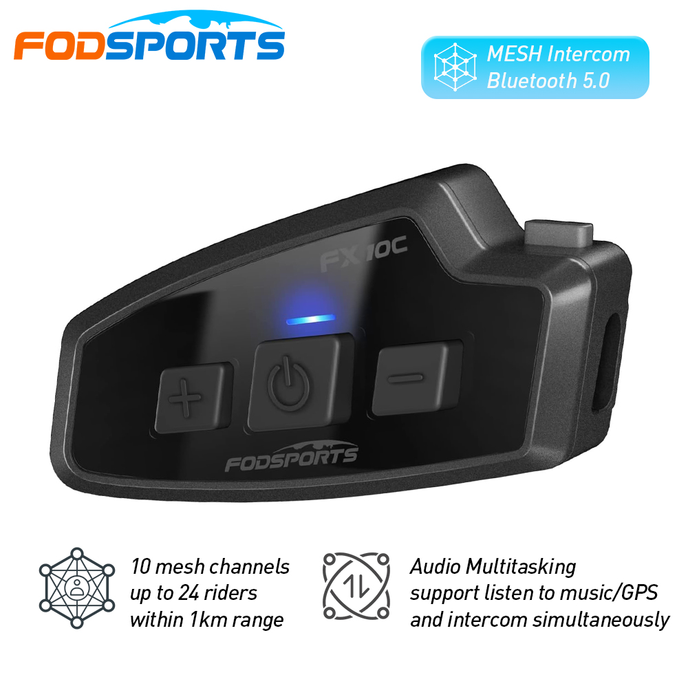 Universal Motorcycle Helmet Intercom Headset - Fodsports FX 10C Moto Mesh Interfono