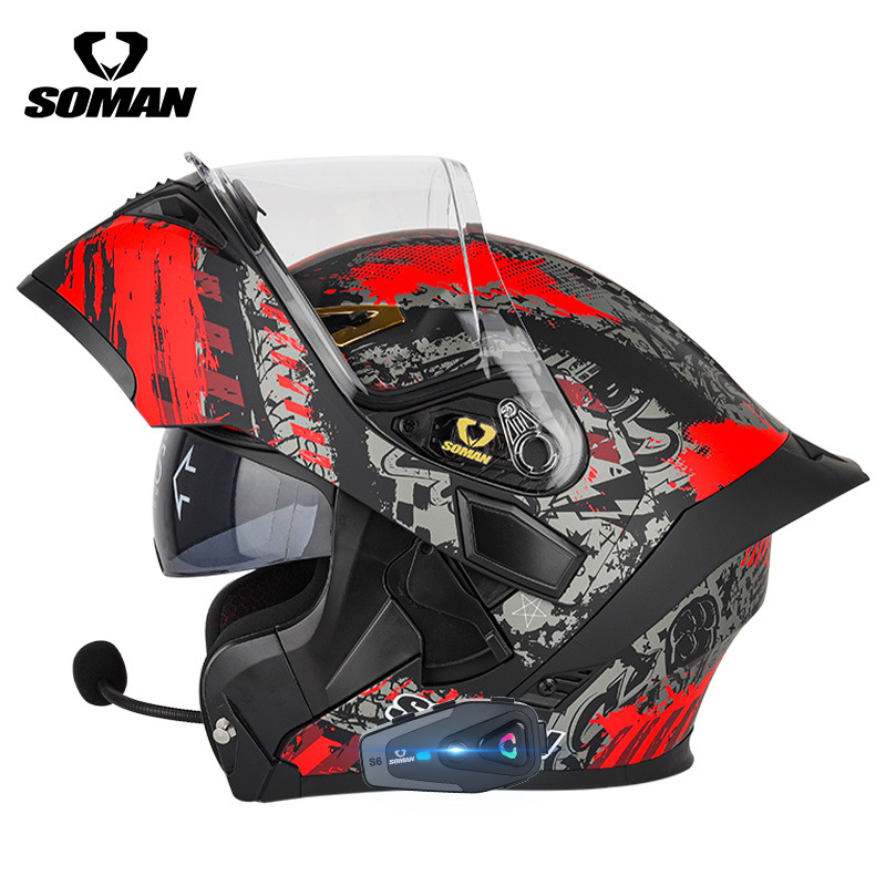 Casco da moto SOMAN Flip Up, i - Dual Visor Motorcycle Racing Helmet recensione e prezzo